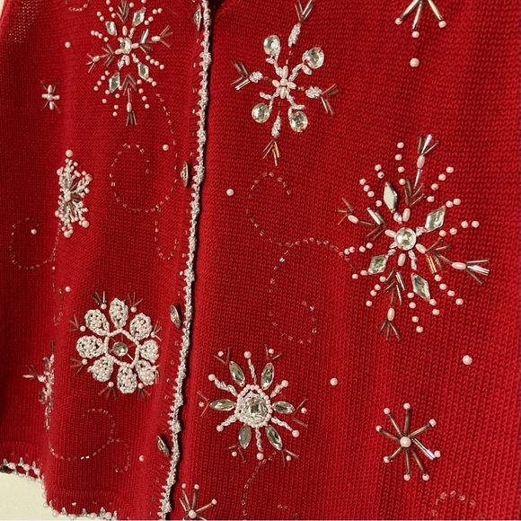 Theme Works by Kikit Sparkly Red Sweater Vest | Size M | Grannycore | Holiday - Picture 5 of 8